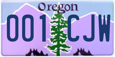 OR license plate 001CJW