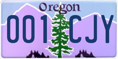 OR license plate 001CJY