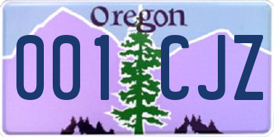 OR license plate 001CJZ