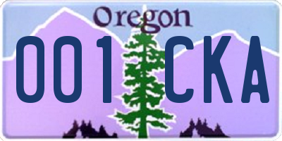 OR license plate 001CKA