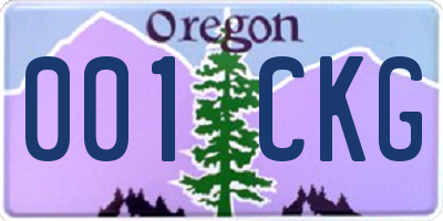 OR license plate 001CKG