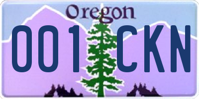 OR license plate 001CKN