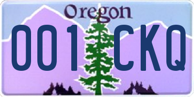 OR license plate 001CKQ