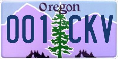 OR license plate 001CKV