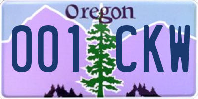 OR license plate 001CKW