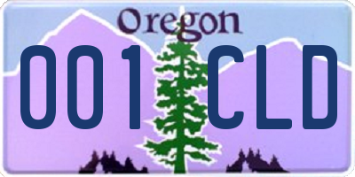 OR license plate 001CLD