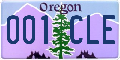 OR license plate 001CLE