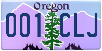 OR license plate 001CLJ