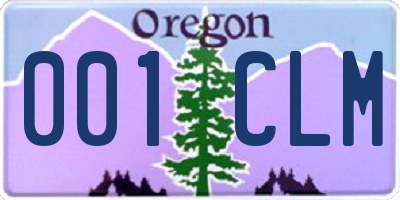 OR license plate 001CLM