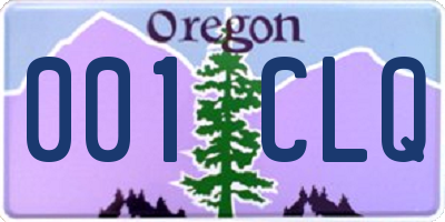 OR license plate 001CLQ