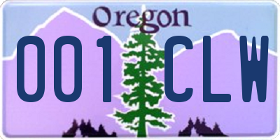 OR license plate 001CLW