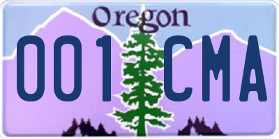 OR license plate 001CMA