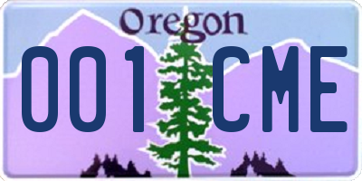 OR license plate 001CME