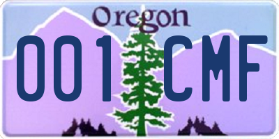 OR license plate 001CMF