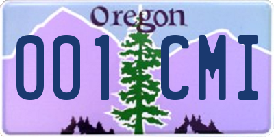 OR license plate 001CMI