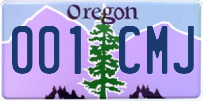 OR license plate 001CMJ