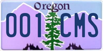 OR license plate 001CMS