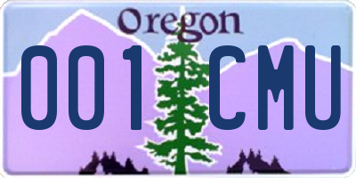 OR license plate 001CMU