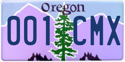 OR license plate 001CMX