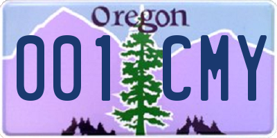 OR license plate 001CMY