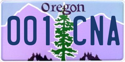 OR license plate 001CNA
