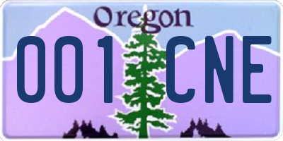 OR license plate 001CNE