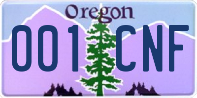 OR license plate 001CNF