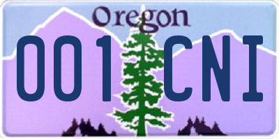 OR license plate 001CNI