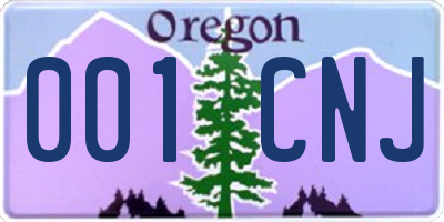 OR license plate 001CNJ