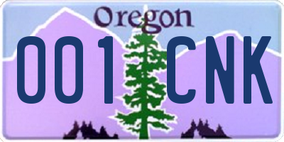 OR license plate 001CNK