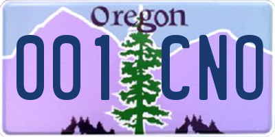 OR license plate 001CNO