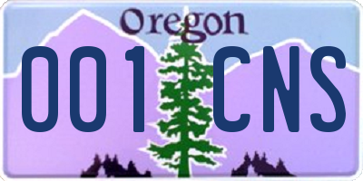 OR license plate 001CNS