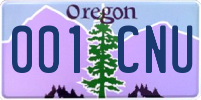 OR license plate 001CNU