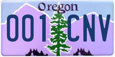 OR license plate 001CNV
