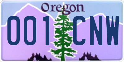 OR license plate 001CNW