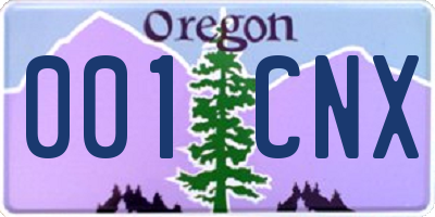 OR license plate 001CNX