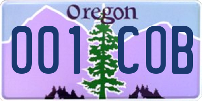 OR license plate 001COB