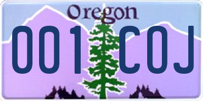 OR license plate 001COJ