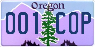 OR license plate 001COP