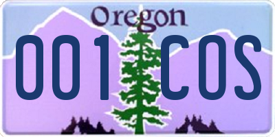 OR license plate 001COS