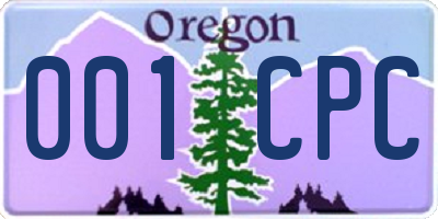 OR license plate 001CPC