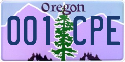 OR license plate 001CPE