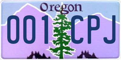 OR license plate 001CPJ