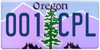 OR license plate 001CPL