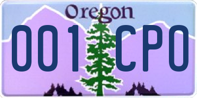 OR license plate 001CPO