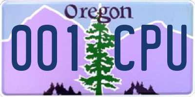 OR license plate 001CPU