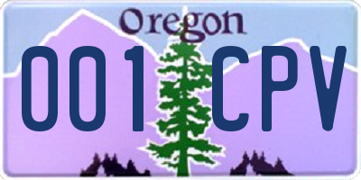 OR license plate 001CPV