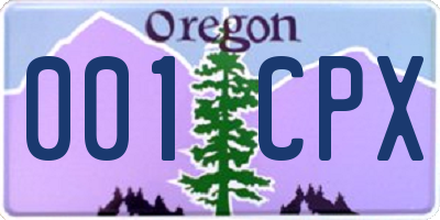 OR license plate 001CPX