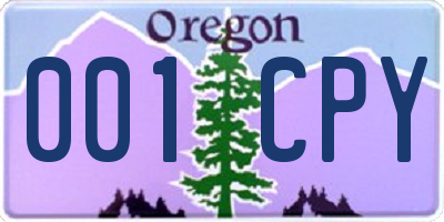 OR license plate 001CPY