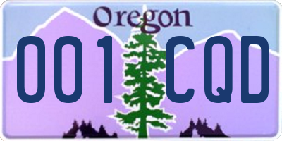 OR license plate 001CQD